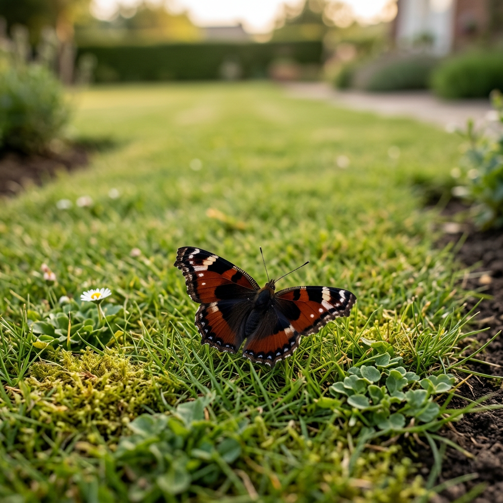 Monarch butterfly perched on purple clover in a wildflower meadow